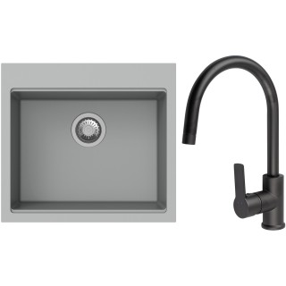 Set StrongSinks S3 (dřez Ipel 560 Šedá + baterie Loira Černá matná)