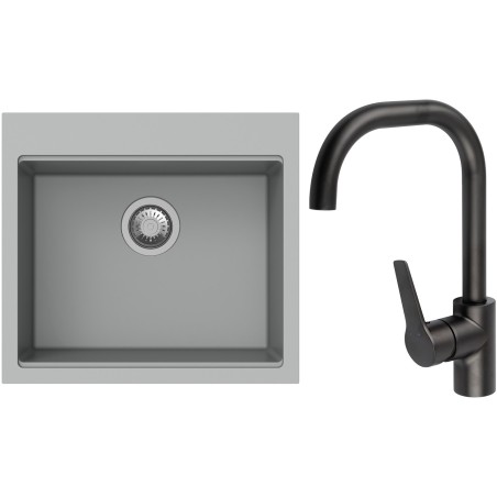 Set StrongSinks S3 (dřez Ipel 560 Šedá + baterie Garonne Černá matná)