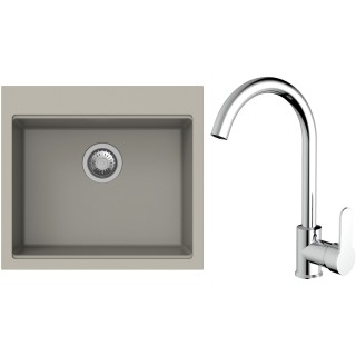 Set StrongSinks S3 (dřez Ipel 560 Béžová + baterie Seina Chrom)