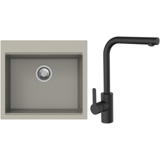Set StrongSinks S3 (dřez Ipel 560 Béžová + baterie Ipoly Černá matná)