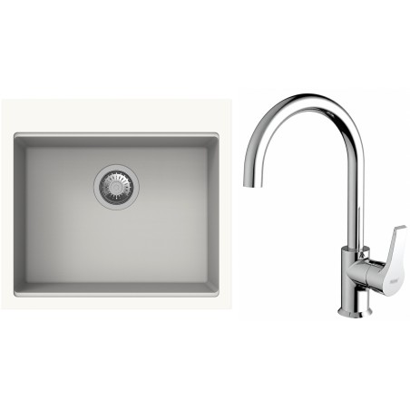 Set StrongSinks S3 (dřez Ipel 560 Bílá + baterie Rhona Chrom)