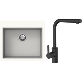 Set StrongSinks S3 (dřez Ipel 560 Bílá + baterie Ipoly Černá matná)