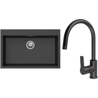 Set StrongSinks S3 (dřez Ipel 780 Černá + baterie Loira Černá matná)