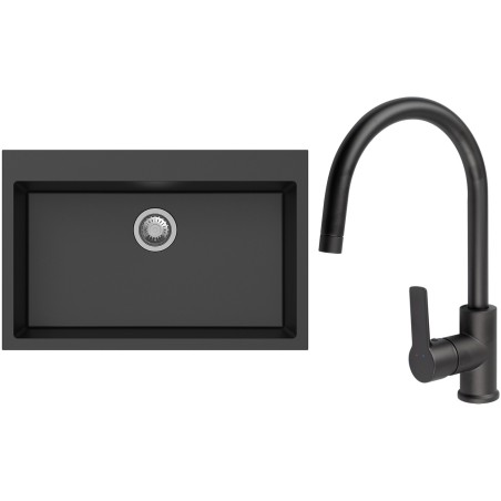 Set StrongSinks S3 (dřez Ipel 780 Černá + baterie Loira Černá matná)