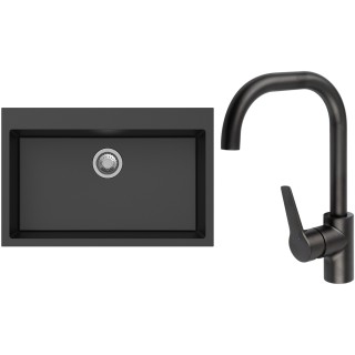 Set StrongSinks S3 (dřez Ipel 780 Černá + baterie Garonne Černá matná)