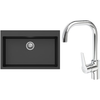 Set StrongSinks S3 (dřez Ipel 780 Černá + baterie Garonne Chrom)