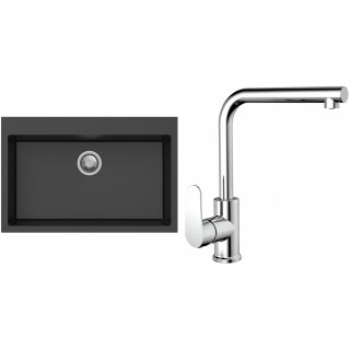 Set StrongSinks S3 (dřez Ipel 780 Černá + baterie Stréva Chrom)