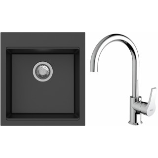 Set StrongSinks S3 (dřez Ipel 460 Černá + baterie Rhona Chrom)
