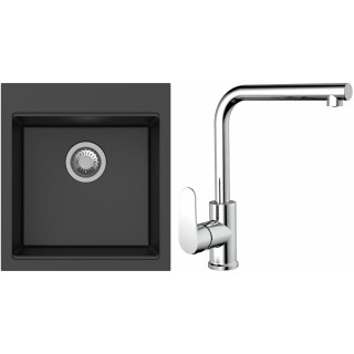 Set StrongSinks S3 (dřez Ipel 460 Černá + baterie Stréva Chrom)