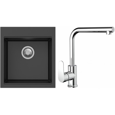 Set StrongSinks S3 (dřez Ipel 460 Černá + baterie Stréva Chrom)