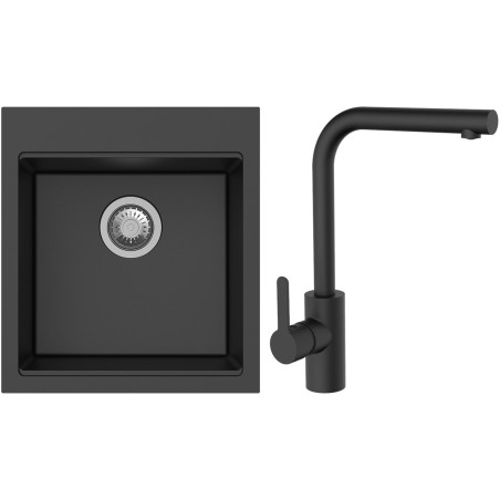 Set StrongSinks S3 (dřez Ipel 460 Černá + baterie Ipoly Černá matná)