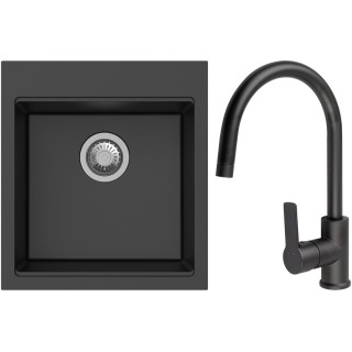 Set StrongSinks S3 (dřez Ipel 460 Černá + baterie Loira Černá matná)