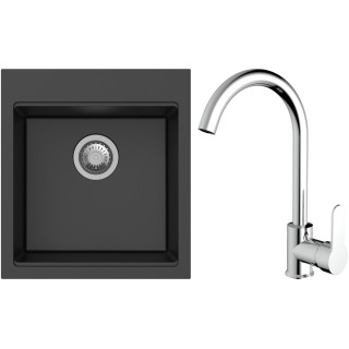Set StrongSinks S3 (dřez Ipel 460 Černá + baterie Seina Chrom)