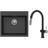 Set StrongSinks S3 (dřez Ipel 560 Černá + baterie Neris Černá matná, nerezová koncovka)