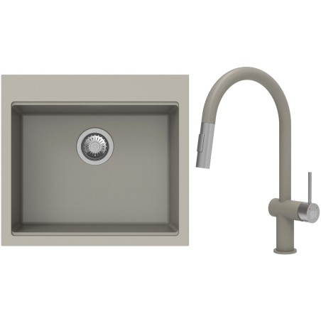 Set StrongSinks S3 (dřez Ipel 560 Béžová + baterie Neris Béžová, nerezová koncovka)