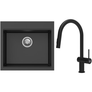 Set StrongSinks S3 (dřez Ipel 560 Černá + baterie Neris Černá matná)