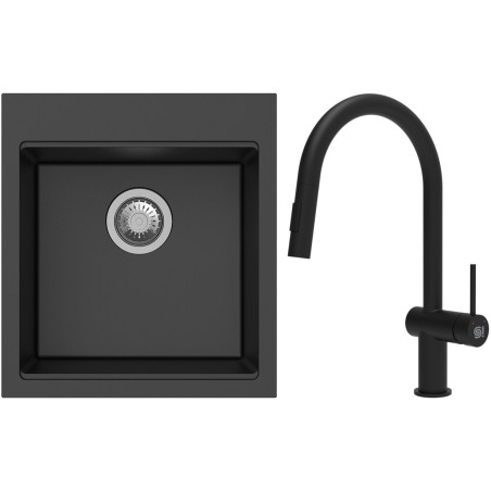 Set StrongSinks S3 (dřez Ipel 460 Černá + baterie Neris Černá matná)