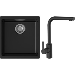 Set StrongSinks S3 (dřez Hron 430 Černá + baterie Ipoly Černá matná)