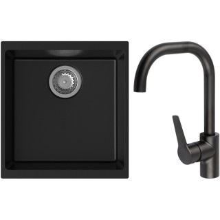 Set StrongSinks S3 (dřez Hron 430 Černá + baterie Garonne Černá matná)