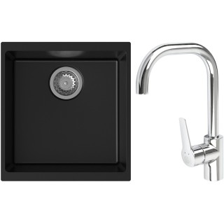 Set StrongSinks S3 (dřez Hron 430 Černá + baterie Garonne Chrom)