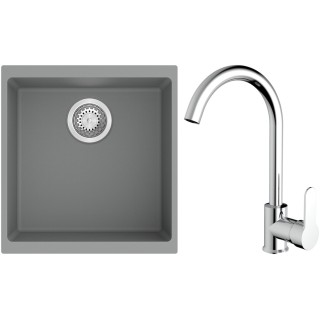 Set StrongSinks S3 (dřez Hron 430 Šedá + baterie Seina Chrom)