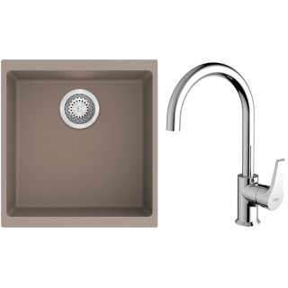 Set StrongSinks S3 (dřez Hron 430 Béžová + baterie Rhona Chrom)