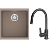 Set StrongSinks S3 (dřez Hron 430 Béžová + baterie Loira Černá matná)