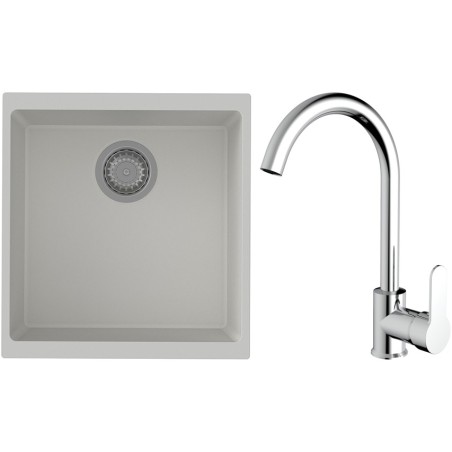 Set StrongSinks S3 (dřez Hron 430 Bílá + baterie Seina Chrom)