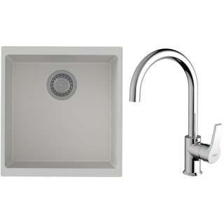 Set StrongSinks S3 (dřez Hron 430 Bílá + baterie Rhona Chrom)