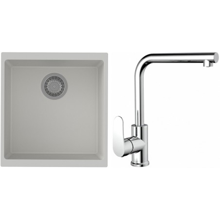 Set StrongSinks S3 (dřez Hron 430 Bílá + baterie Stréva Chrom)