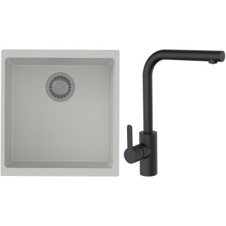 Set StrongSinks S3 (dřez Hron 430 Bílá + baterie Ipoly Černá matná)
