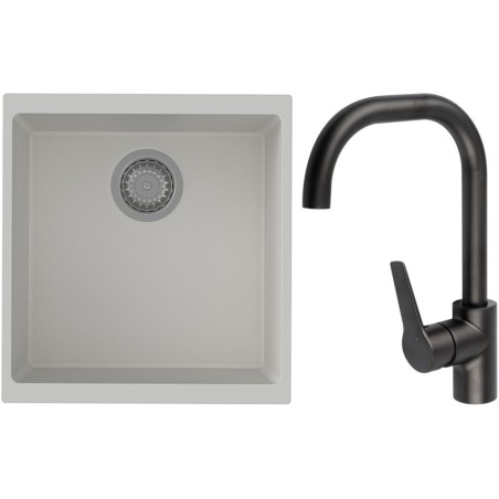 Set StrongSinks S3 (dřez Hron 430 Bílá + baterie Garonne Černá matná)