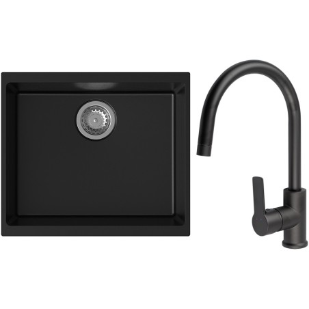 Set StrongSinks S3 (dřez Hron 530 Černá + baterie Loira Černá matná)