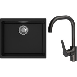 Set StrongSinks S3 (dřez Hron 530 Černá + baterie Garonne Černá matná)