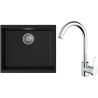 Set StrongSinks S3 (dřez Hron 530 Černá + baterie Seina Chrom)