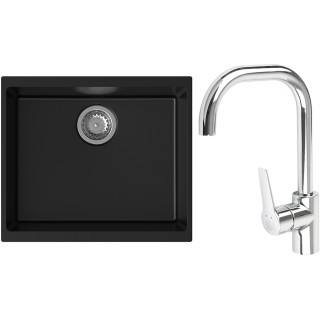 Set StrongSinks S3 (dřez Hron 530 Černá + baterie Garonne Chrom)