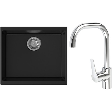 Set StrongSinks S3 (dřez Hron 530 Černá + baterie Garonne Chrom)