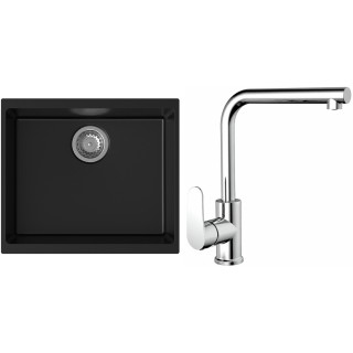 Set StrongSinks S3 (dřez Hron 530 Černá + baterie Stréva Chrom)