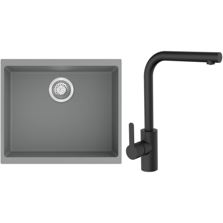 Set StrongSinks S3 (dřez Hron 530 Šedá + baterie Ipoly Černá matná)