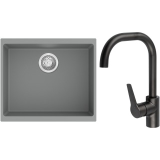 Set StrongSinks S3 (dřez Hron 530 Šedá + baterie Garonne Černá matná)