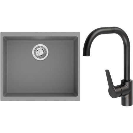 Set StrongSinks S3 (dřez Hron 530 Šedá + baterie Garonne Černá matná)