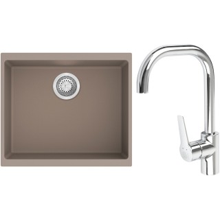 Set StrongSinks S3 (dřez Hron 530 Béžová + baterie Garonne Chrom)