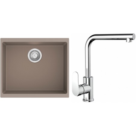 Set StrongSinks S3 (dřez Hron 530 Béžová + baterie Stréva Chrom)