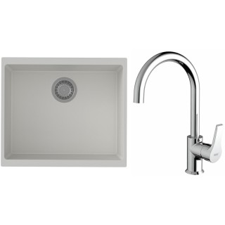 Set StrongSinks S3 (dřez Hron 530 Bílá + baterie Rhona Chrom)