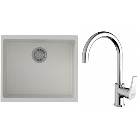 Set StrongSinks S3 (dřez Hron 530 Bílá + baterie Rhona Chrom)