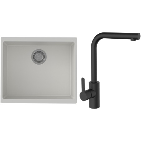 Set StrongSinks S3 (dřez Hron 530 Bílá + baterie Ipoly Černá matná)