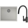 Set StrongSinks S3 (dřez Hron 530 Bílá + baterie Loira Černá matná)
