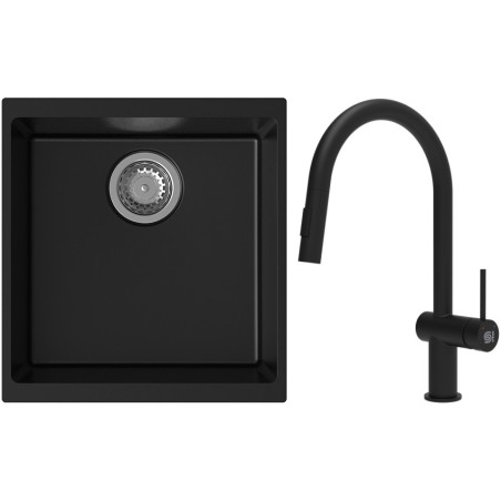 Set StrongSinks S3 (dřez Hron 430 Černá + baterie Neris Černá matná)