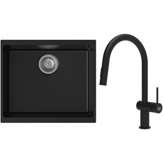 Set StrongSinks S3 (dřez Hron 530 Černá + baterie Neris Černá matná)