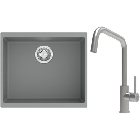 Set StrongSinks S3 (dřez Hron 530 Šedá + baterie Arda Nerez)